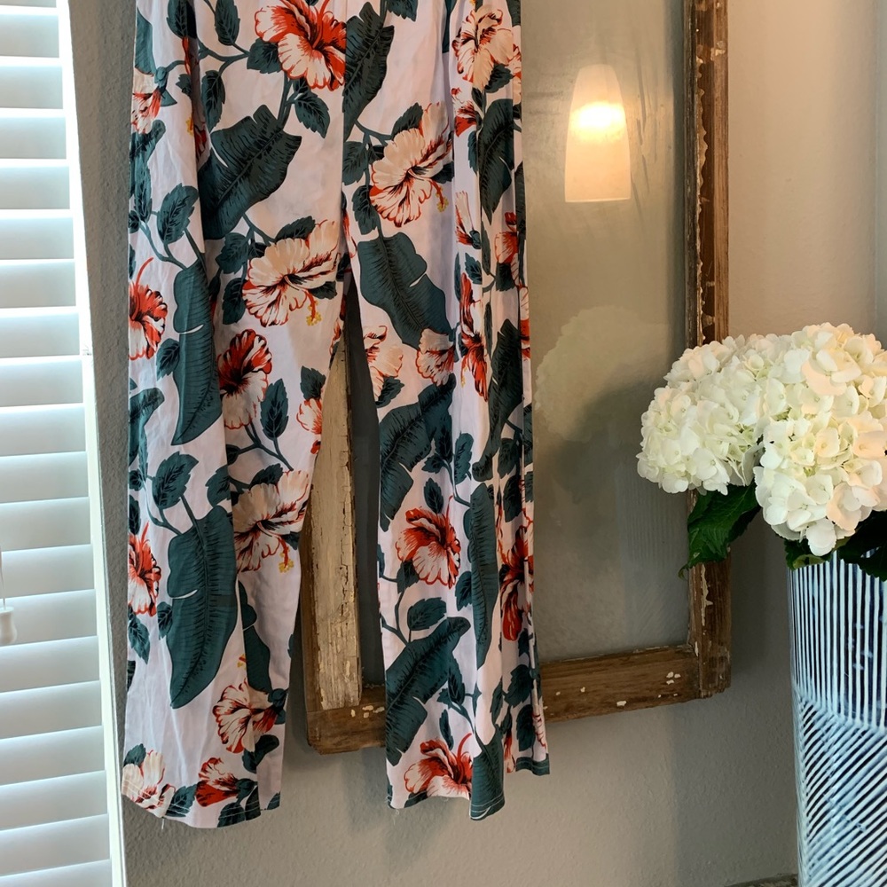 Tropical Cropped Flare Pants